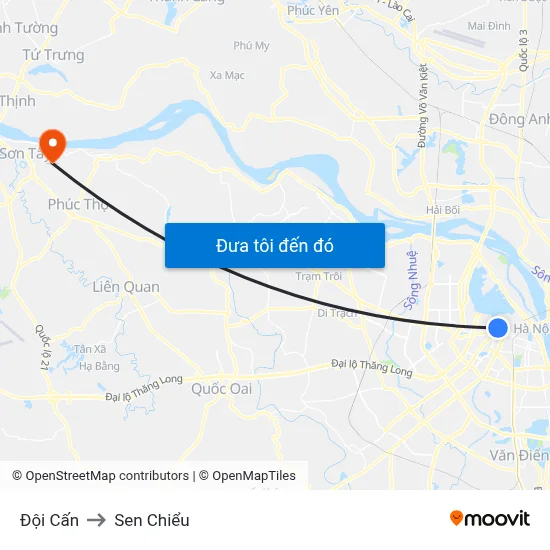 Đội Cấn to Sen Chiểu map