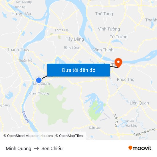 Minh Quang to Sen Chiểu map