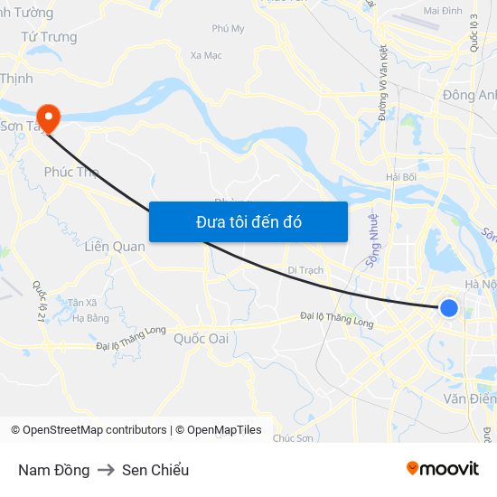 Nam Đồng to Sen Chiểu map