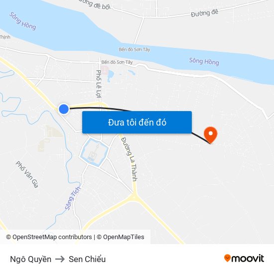 Ngô Quyền to Sen Chiểu map