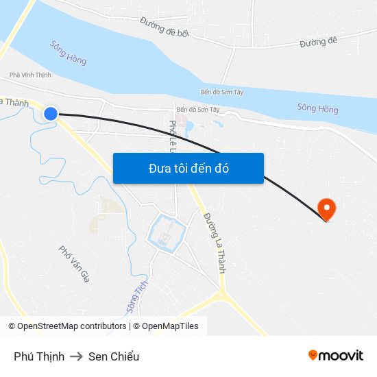 Phú Thịnh to Sen Chiểu map