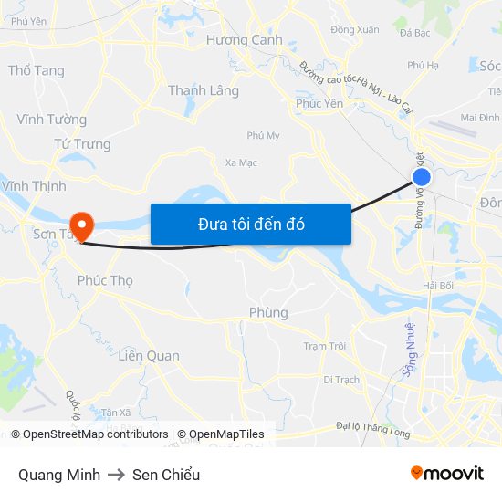 Quang Minh to Sen Chiểu map