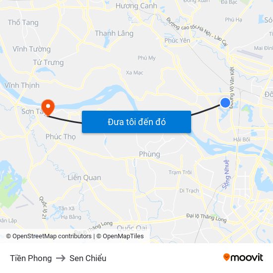 Tiền Phong to Sen Chiểu map