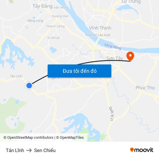 Tản Lĩnh to Sen Chiểu map