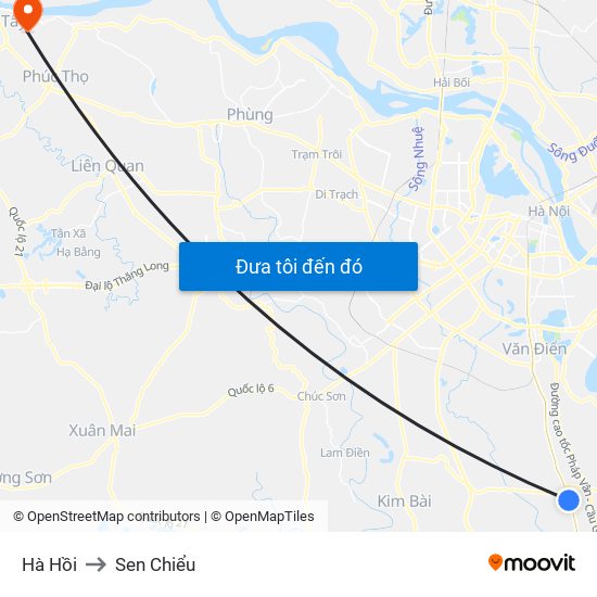 Hà Hồi to Sen Chiểu map