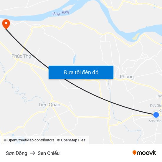 Sơn Đồng to Sen Chiểu map