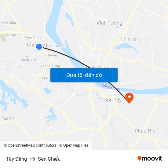 Tây Đằng to Sen Chiểu map