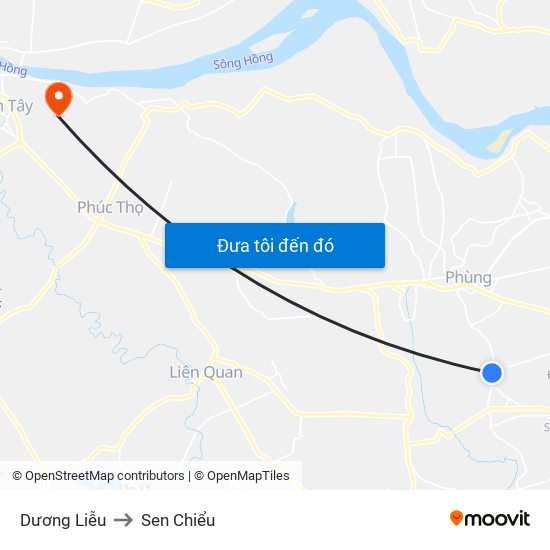 Dương Liễu to Sen Chiểu map