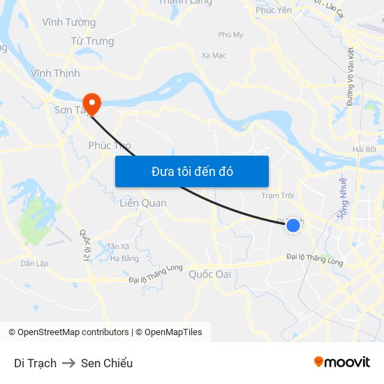 Di Trạch to Sen Chiểu map