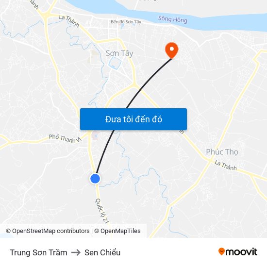 Trung Sơn Trầm to Sen Chiểu map
