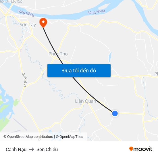 Canh Nậu to Sen Chiểu map