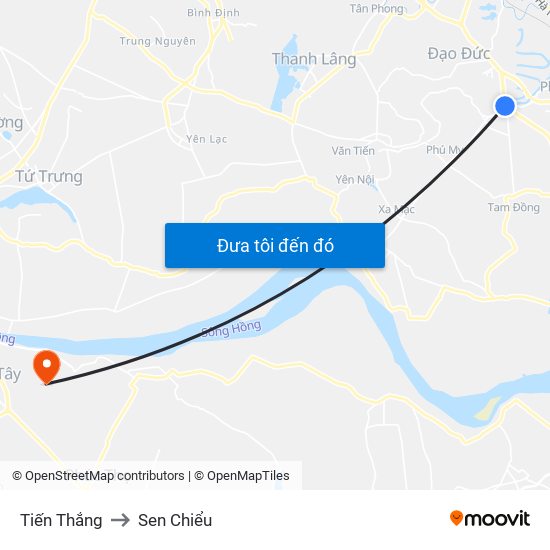 Tiến Thắng to Sen Chiểu map