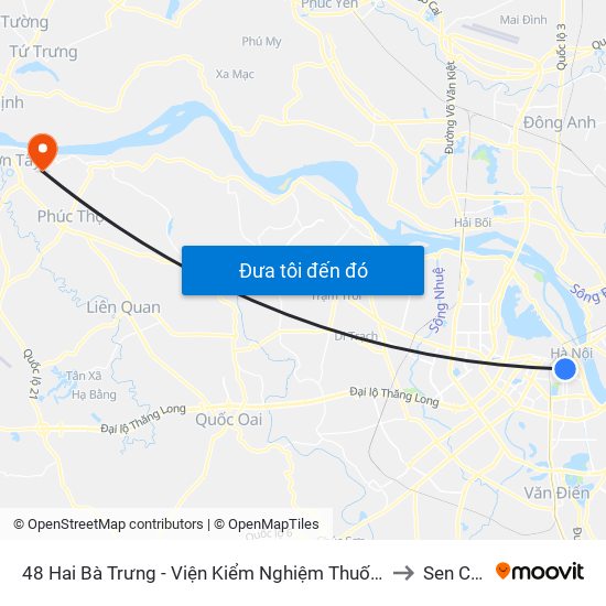 48 Hai Bà Trưng - Viện Kiểm Nghiệm Thuốc Trung Ương to Sen Chiểu map