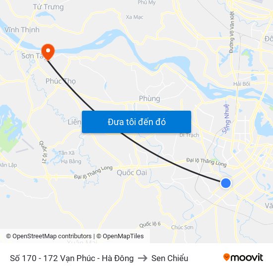 Số 170 - 172 Vạn Phúc - Hà Đông to Sen Chiểu map