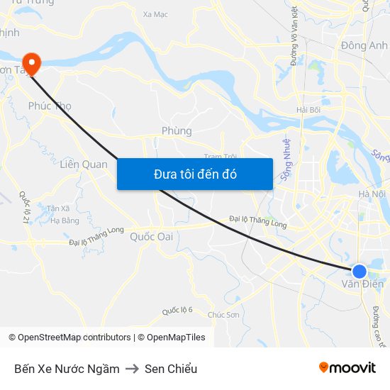 Bến Xe Nước Ngầm to Sen Chiểu map