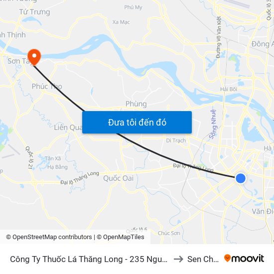 Công Ty Thuốc Lá Thăng Long - 235 Nguyễn Trãi to Sen Chiểu map