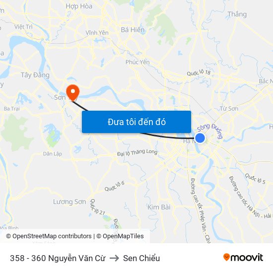358 - 360 Nguyễn Văn Cừ to Sen Chiểu map