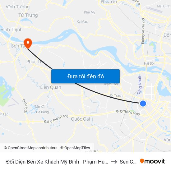 Đối Diện Bến Xe Khách Mỹ Đình - Phạm Hùng (Cột Trước) to Sen Chiểu map