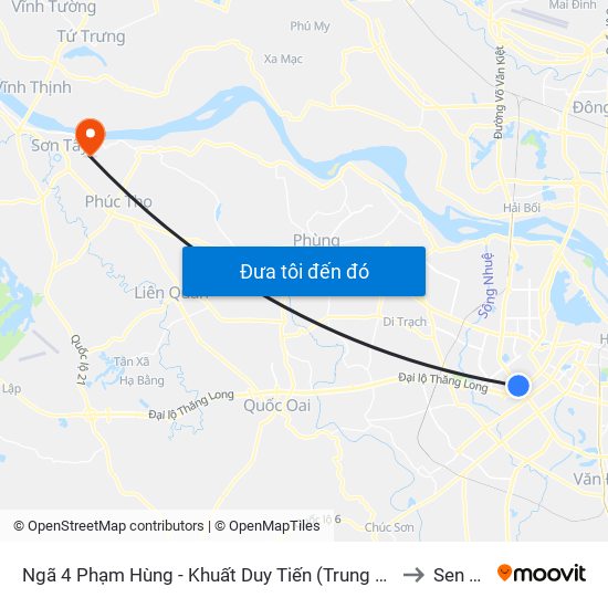 Ngã 4 Phạm Hùng - Khuất Duy Tiến (Trung Tâm Hội Nghị Quốc Gia) to Sen Chiểu map