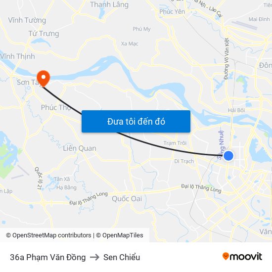 36a Phạm Văn Đồng to Sen Chiểu map