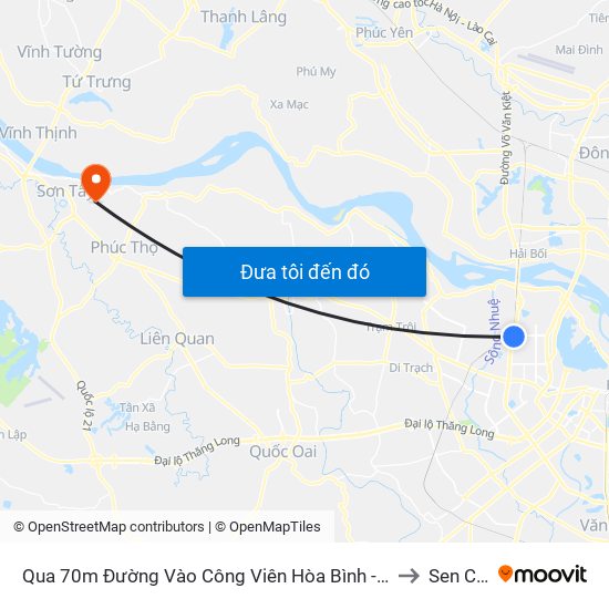 Qua 70m Đường Vào Công Viên Hòa Bình - Phạm Văn Đồng to Sen Chiểu map