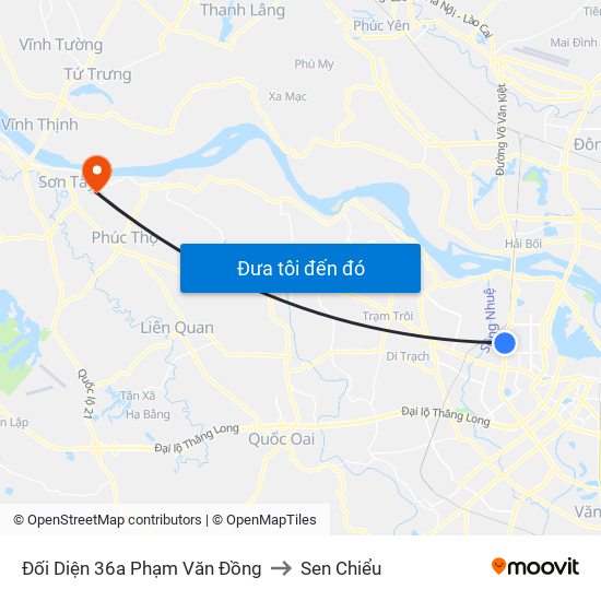 Đối Diện 36a Phạm Văn Đồng to Sen Chiểu map