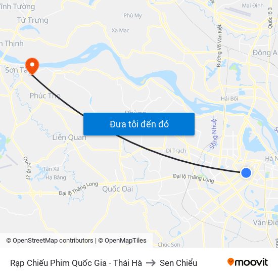 Rạp Chiếu Phim Quốc Gia - Thái Hà to Sen Chiểu map