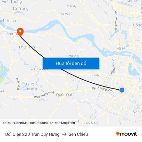 Đối Diện 220 Trần Duy Hưng to Sen Chiểu map