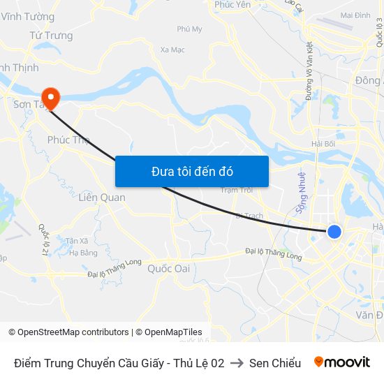 Điểm Trung Chuyển Cầu Giấy - Thủ Lệ 02 to Sen Chiểu map