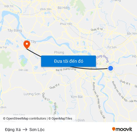 Đặng Xá to Sơn Lộc map