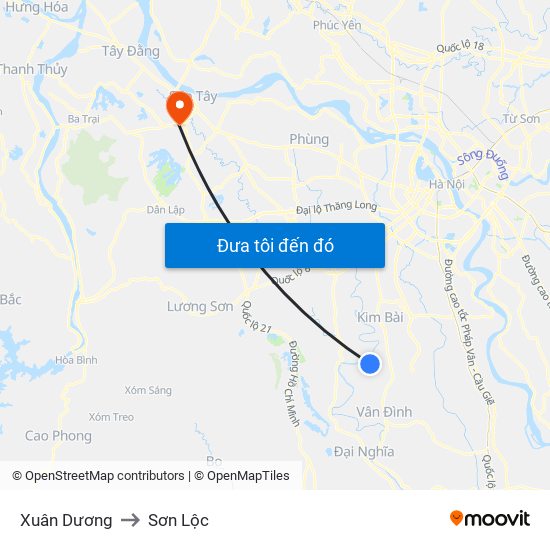 Xuân Dương to Sơn Lộc map