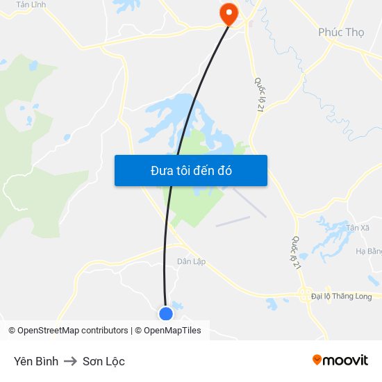 Yên Bình to Sơn Lộc map