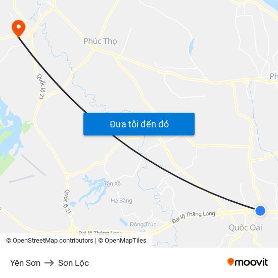 Yên Sơn to Sơn Lộc map