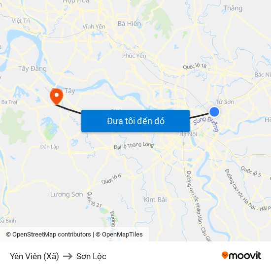 Yên Viên (Xã) to Sơn Lộc map