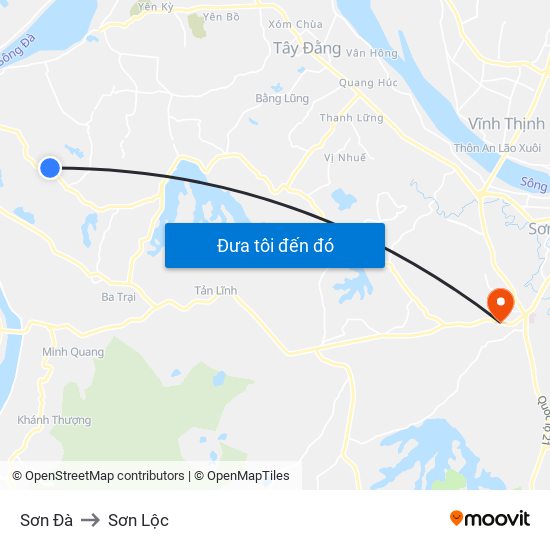 Sơn Đà to Sơn Lộc map