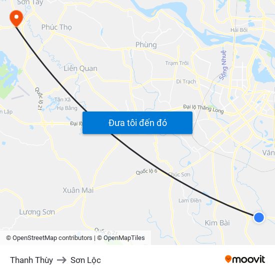 Thanh Thùy to Sơn Lộc map