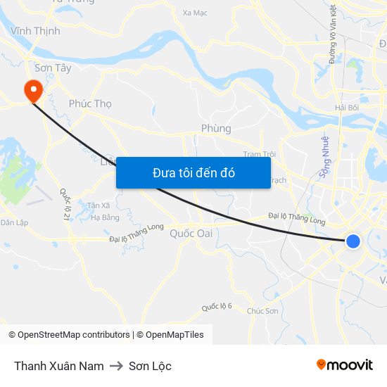 Thanh Xuân Nam to Sơn Lộc map
