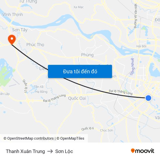 Thanh Xuân Trung to Sơn Lộc map