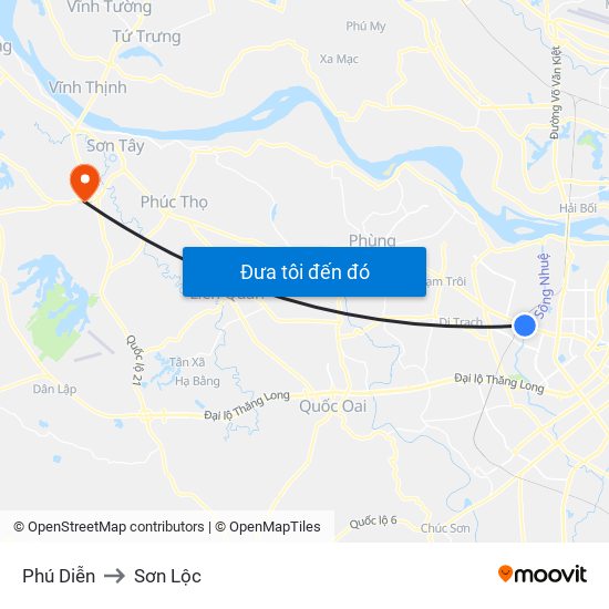 Phú Diễn to Sơn Lộc map