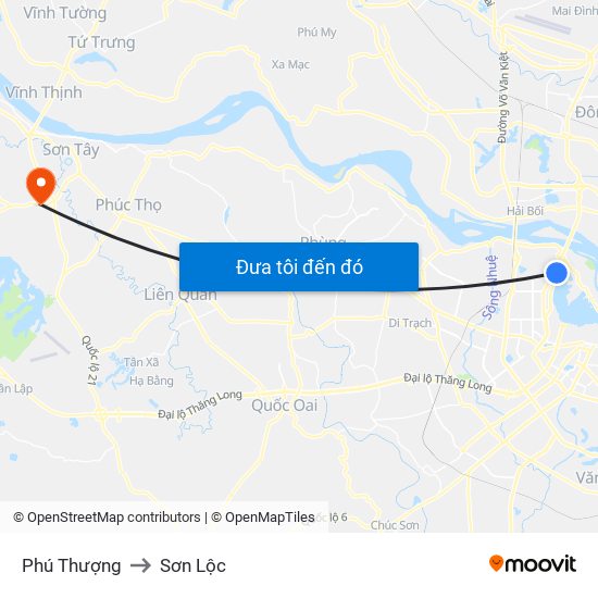 Phú Thượng to Sơn Lộc map