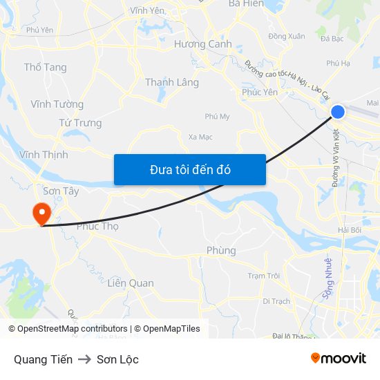 Quang Tiến to Sơn Lộc map