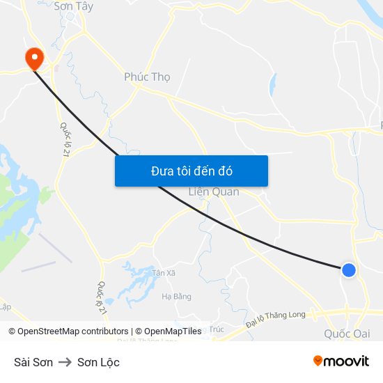 Sài Sơn to Sơn Lộc map