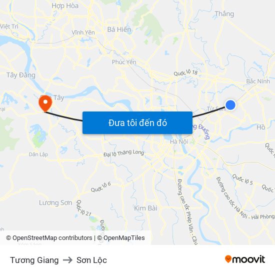 Tương Giang to Sơn Lộc map