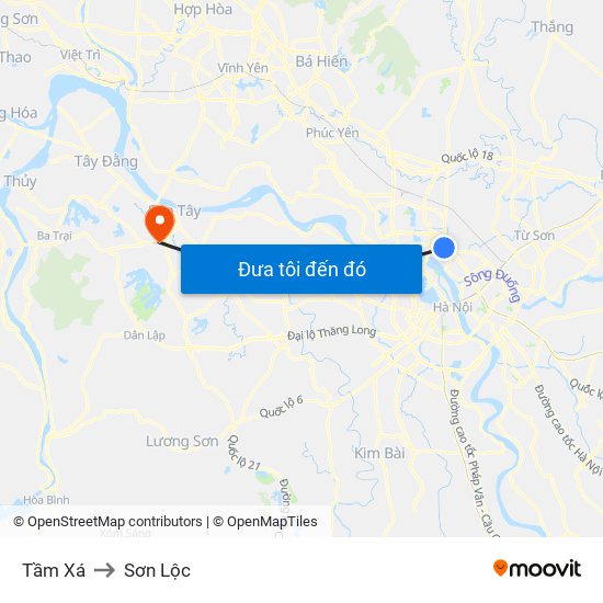 Tầm Xá to Sơn Lộc map