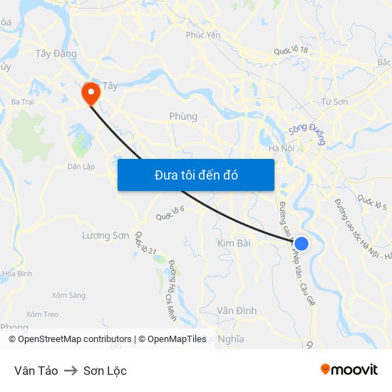 Vân Tảo to Sơn Lộc map