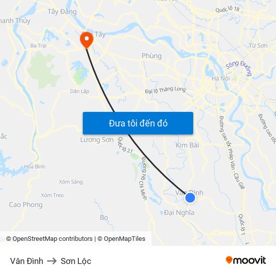 Vân Đình to Sơn Lộc map