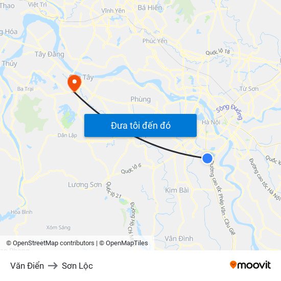 Văn Điển to Sơn Lộc map