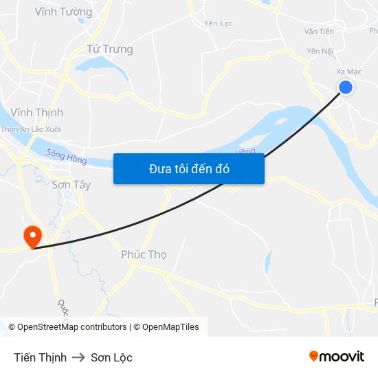 Tiến Thịnh to Sơn Lộc map