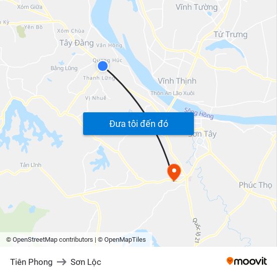 Tiên Phong to Sơn Lộc map