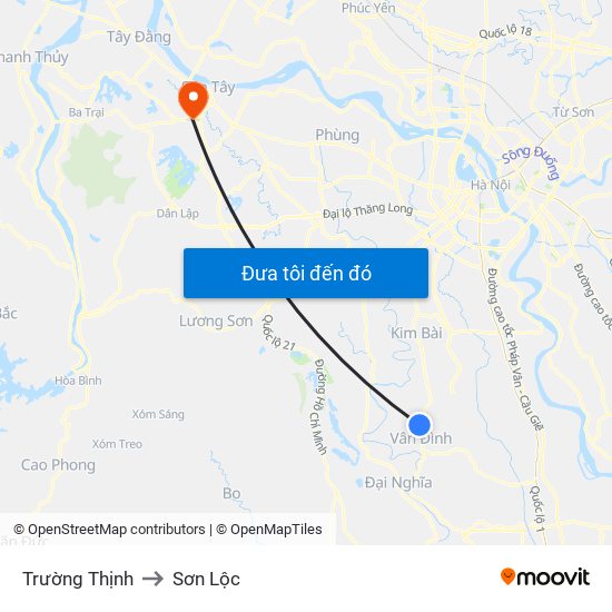 Trường Thịnh to Sơn Lộc map